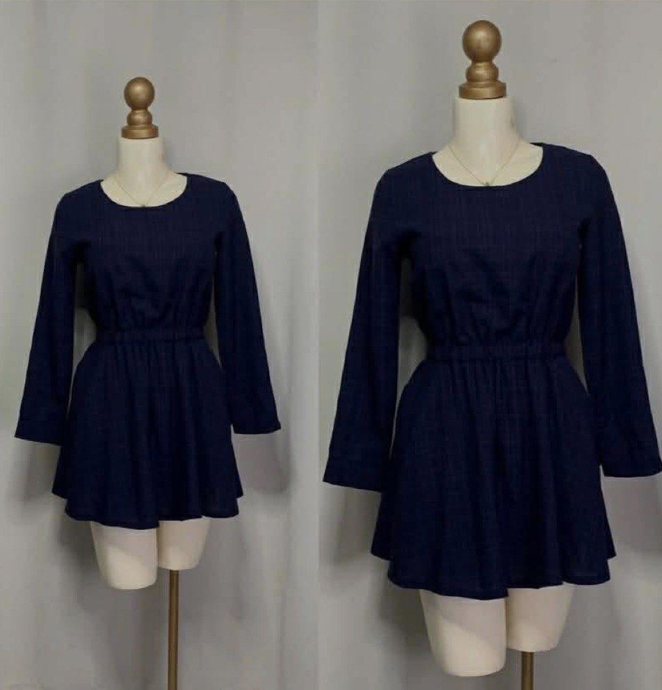 Navy Blue Long Sleeve A-Line Dress (Category: Dresses) located in Caloocan City. Submitted by elledee.18 (Listing ID 1457700701, Image 1). Description: Navy blue long-sleeved dress with an elasticated waist and flared skirt. Perfect for casual or dressy occasions. -Everything is in good condition Price + SF Size: S-M PAYO :>>.