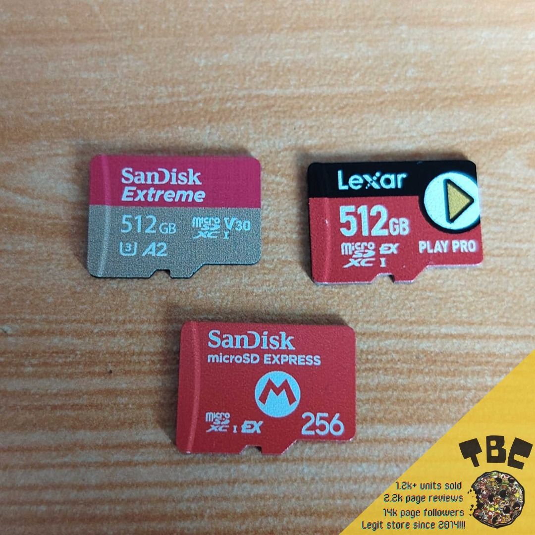 Nintendo Switch 2 MicroSD Express 256gb 512gb (Category: Memory & SD Cards) located in Paranaque City. Submitted by thebiskwitcompany (Listing ID 1457578561, Image 1). Description: Sandisk MicroSD Express 256gb P2195 -100% legit -no issue -only compatible with switch 2 Lexar Play Pro MicroSD Express 512gb P5995 -100% legit -no issue -only compatible with switch 2 Sandisk Exterme A2 512gb P5995 -100% legit -no issue -for switch v1, v2, lite and ol