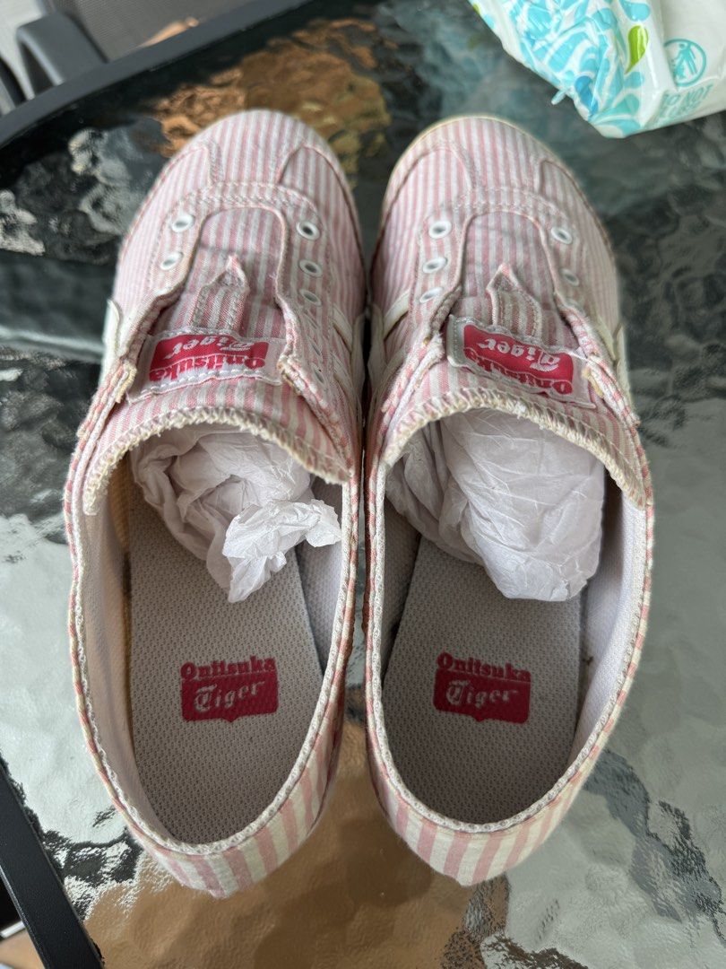 Onitsuka Tiger Pink Striped Canvas Sneakers (Category: Sneakers) located in Cainta. Submitted by akmdq (Listing ID 1457584150, Image 3). Description: SIZE 6 or 24.5 CM Brand: Onitsuka Tiger - Style: Classic low-top canvas sneakers - Color: Pink and white stripes - Features: Cute stripe detailing - Condition: Soles show some signs of wear - Ideal for: Casual outings.