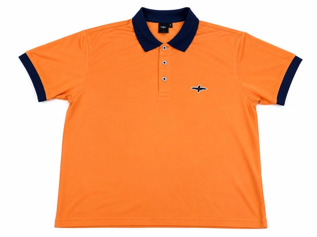 Orange Polo Shirt with Navy Collar (Category: Tshirts & Polo Shirts ) located in Muntinlupa City. Submitted by stark880 (Listing ID 1457632087, Image 1). Description: Orange Polo Shirt Authentic Medium Size Rfs: does not fit.
