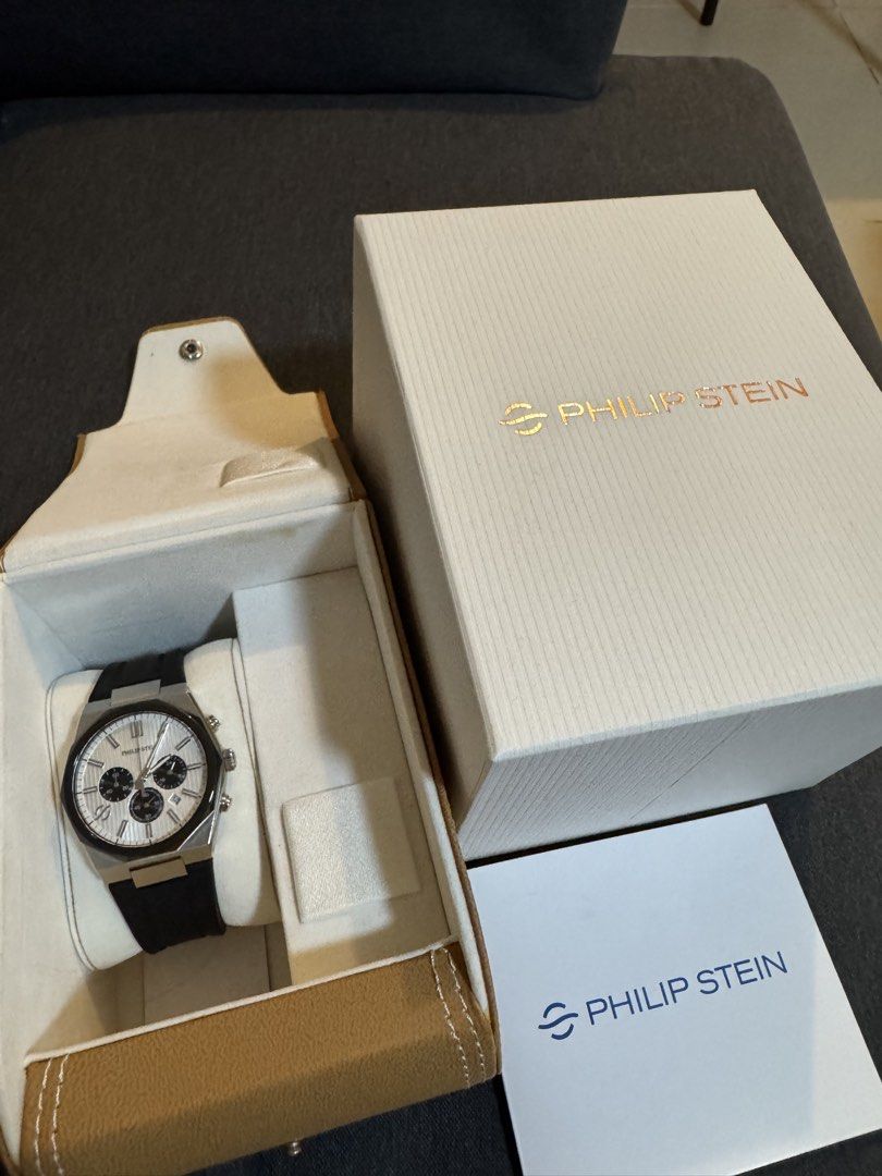 Philip Stein Chronograph Watch Silver Dial Black Strap (Category: Luxury Watches) located in Manila. Submitted by thegirlscloset (Listing ID 1457685621, Image 1). Description: - Original Philip Stein box & paperwork included - Fully functional chronograph - Clean and well-maintained - Classic, sophisticated design - Great for personal use or collection Selling Price: ₱28000— Negotiable 📍 Meet-up 📩 Message me for more details, photos, or videos.