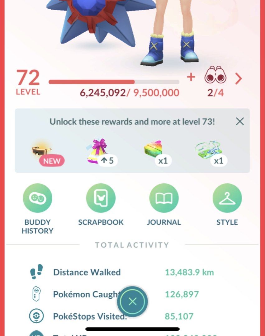 Pokemon 2016 Account Level 72 (Category: Nintendo) located in Manila. Submitted by filipinohero (Listing ID 1457636082, Image 2). Description: - Pokemon Go Account - Level 72 - Started August 2016 - High CP Pokemon - Includes Shiny Pokemon - Over 126,000 Pokemon Caught - Over 85,000 Pokestops Visited .