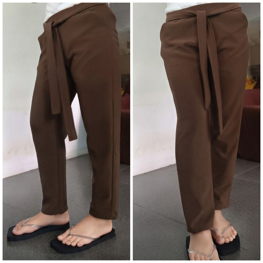 Preloved Bundle Pants (Category: Other Bottoms) located in Banga. Submitted by princess.declutter (Listing ID 1457596985, Image 1). Description: Take all for P470 Color: Gray Waist: 32cm stretchable Length: 86cm Color: Light brown Width: 30cm Super stretchy Length: 69cm Color: Dark army green Waist: 34cm stretchable Length: 85cm Color: Chocolate brown Waist: 32cm stretchable Length: 86cm.
