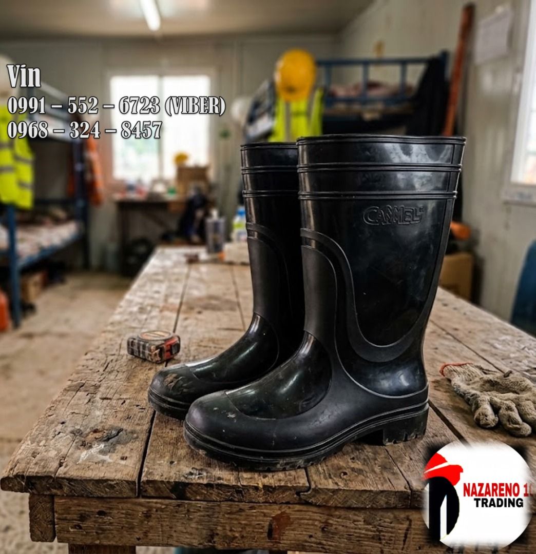 rain boots camel black (Category: Boots) located in Bacoor. Submitted by zx400rr (Listing ID 1457516999, Image 1). Description: RUBBER BOOTS CAMEL BRAND BLACK Hi – cut 100% PVC material Good physical properties seamless injection process for good waterproof function resistant Size 6,7,8,9,10,11,12 For inquiry feel free to contact: 0991 552 6723 0968 324 8457 0933 855 9510 0956 702 8557 Landline: Pldt 046 416-39-20 Pin location: Nazareno 10 Tradin