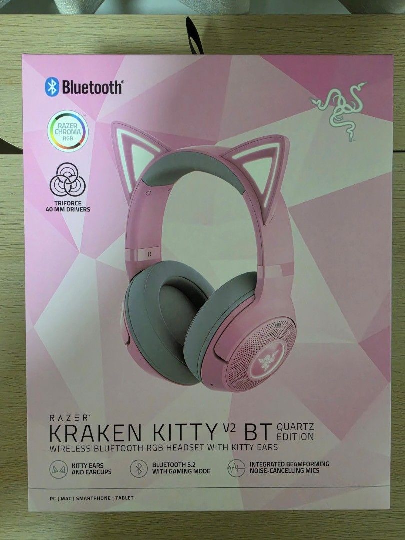 Razer Kraken Kitty V2 BT Quartz Edition (Category: Headphones & Headsets) located in Makati City. Submitted by alberrrtttsss (Listing ID 1457551271, Image 1). Description: Selling brand new still in box..