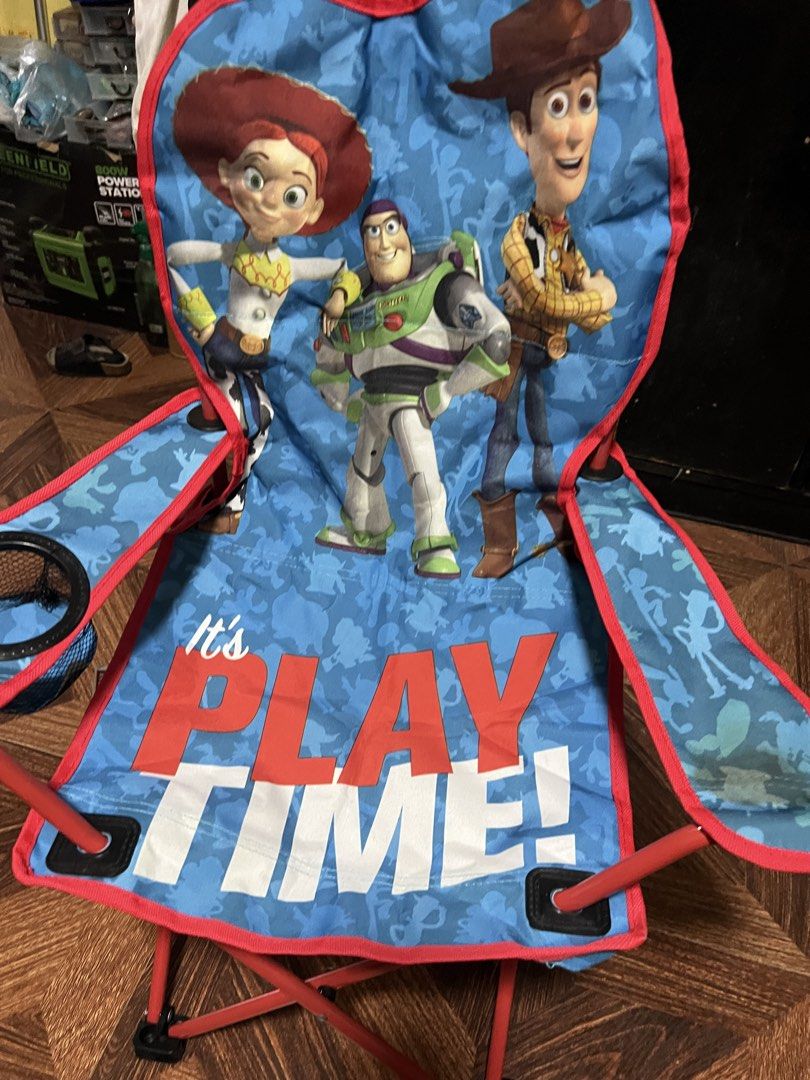 Red Folding Camping Chair (Category: Chairs) located in Quezon City. Submitted by daday39 (Listing ID 1457617553, Image 1). Description: - Disney PIXAR Toy Story Fir kids 4+ up Portable folding chair - Sturdy red metal legs - Comfortable blue fabric seat with camouflage pattern - Ideal for camping, outdoor events, and more - Folds compactly for easy storage and transport.