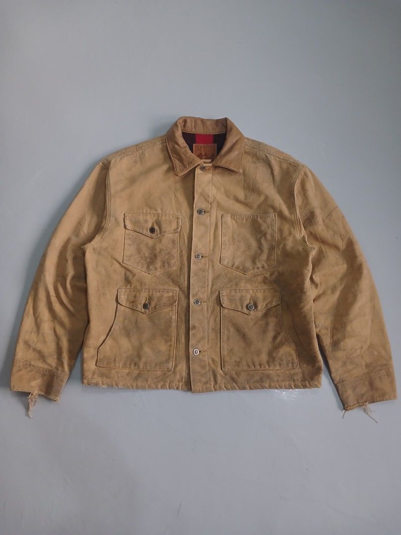 Schaefer Outfitters Chore Jacket (Category: Coats, Jackets and Outerwear) located in Manila. Submitted by mico136mm60564 (Listing ID 1457629047, Image 1). Description: SCHAEFER OUTFITTERS CHORE JACKET Dimes = 26x28 (M-L) Condition = Well used Color rate = 8.5/10 Issue = work wear markings/Signs of usage * Similar with Carhartt material with genuine leather collar 🔥 PRICE = 2,580.