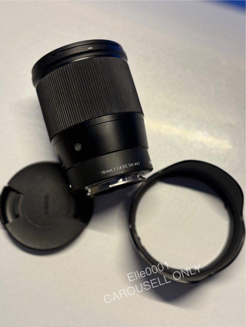 Sigma 16mm F1.4 DC DN Lens for Sony E Mount (Category: Lens & Kits) located in Caloocan City. Submitted by elle0001 (Listing ID 1457628393, Image 1). Description: - I used it with my Sony a6000 - Includes: Lens hood, front cap (no rear cap) - Ideal for wide-angle shots Open for swap sa laptop preferably Intel i7 5th gen up or i5 10th gen up 🚨MEET UP ONLY. SM Fairview/Ayala Terraces.