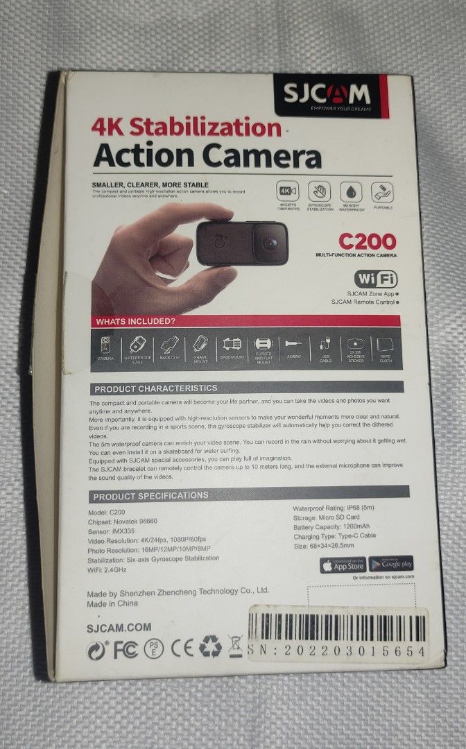 SJ Cam C200 (Category: Video Cameras) located in Mandaluyong City. Submitted by loukalfinds (Listing ID 1457604226, Image 2). Description: SJ CAM C200 Action Camera Used Once.