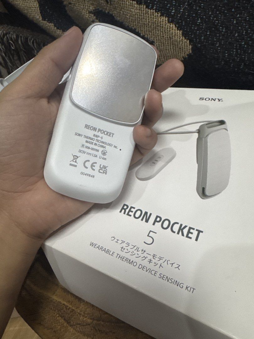 Sony Reon Pocket 5 Wearable Thermo Device Sensing Kit (Category: Other Gadgets) located in Rizal. Submitted by nate0523 (Listing ID 1457675338, Image 2). Description: - Sony Reon Pocket 5 Wearable Thermo Device - Includes main unit and original box - Freesized Brown Tshirt (not used) - Reon Pocket Travel Bag RFS: - Not using anymore Note - This item is region locked, but you can still use it by installing apk for android(not tried in ios yet) .