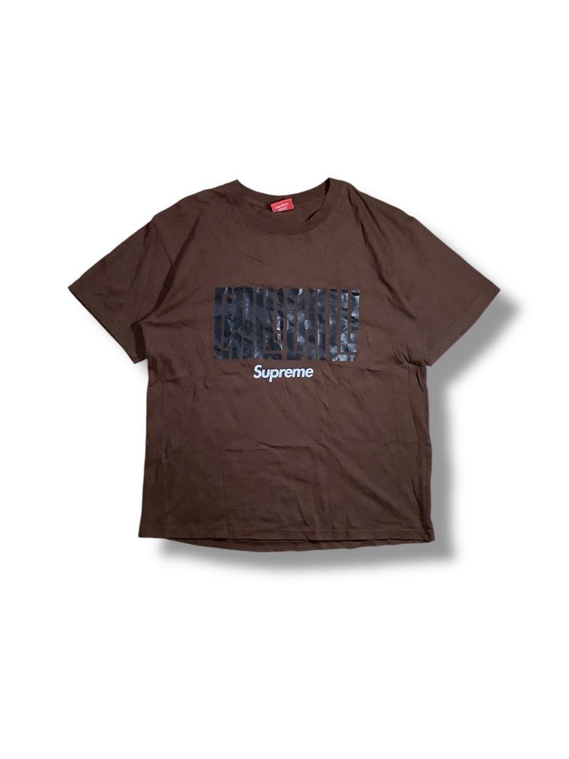 Supreme Choco Brown Big Script Boxy Tee (Category: Tshirts & Polo Shirts ) located in Tabaco. Submitted by thriftyarchives (Listing ID 1457628296, Image 2). Description: Pristine Condition Color rate:9.9/10 Size M on tag 22x26in. no cracks in print.