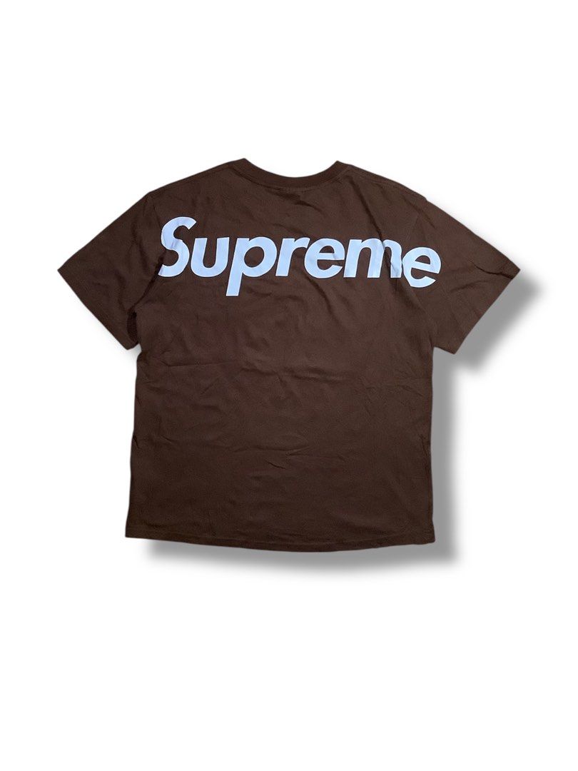 Supreme Choco Brown Big Script Boxy Tee (Category: Tshirts & Polo Shirts ) located in Tabaco. Submitted by thriftyarchives (Listing ID 1457628296, Image 1). Description: Pristine Condition Color rate:9.9/10 Size M on tag 22x26in. no cracks in print.
