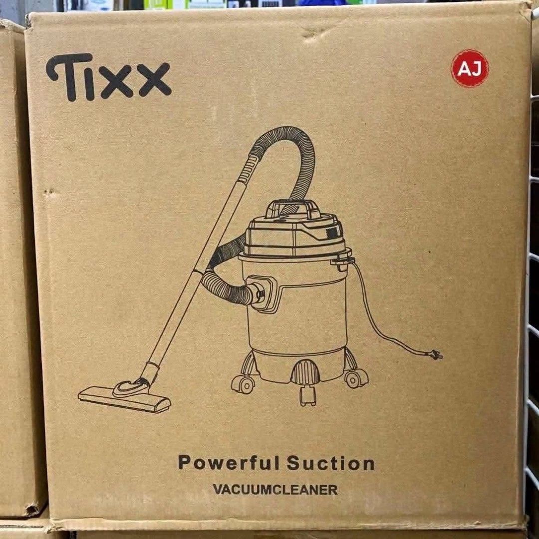 Tixx 15L Vacuum Cleaner for Home (Category: Vacuum Cleaner & Housekeeping) located in Manila. Submitted by chaionlineshop (Listing ID 1457530462, Image 3). Description: - Tixx 15L Vacuum Cleaner - Powerful suction for effective home cleaning - Comes with various attachments for versatile use - Ideal for floors, carpets, curtains, and tight crevices - Double air duct exhaust protects the motor - Easy to move around with built-in wheels.