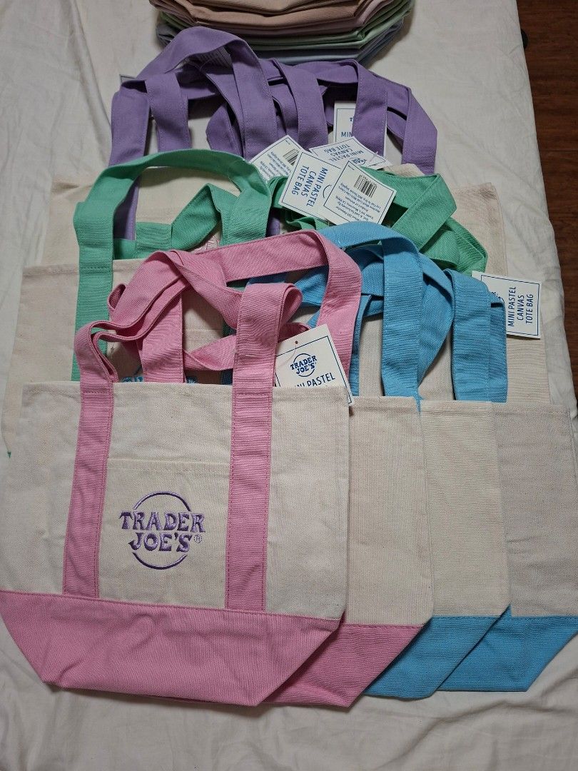 Trader Joe's Mini Pastel Canvas Tote Bag (Category: Tote Bags) located in Manila. Submitted by joseph_ph (Listing ID 1457648236, Image 2). Description: Remaining Items - Blue 1pc - Green 1pc Meetup: every weekend Ayala Triangle Gardens Makati Santa Ana Manila Delivery via Lalamove c/o buyer - Santa Ana Manila pickup area.