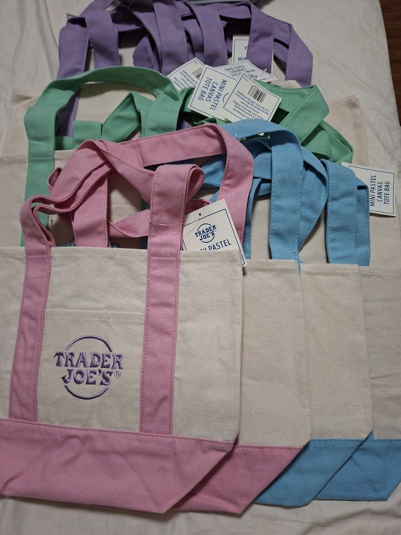 Trader Joe's Mini Pastel Canvas Tote Bag (Category: Tote Bags) located in Manila. Submitted by joseph_ph (Listing ID 1457648236, Image 3). Description: Remaining Items - Blue 1pc - Green 1pc Meetup: every weekend Ayala Triangle Gardens Makati Santa Ana Manila Delivery via Lalamove c/o buyer - Santa Ana Manila pickup area.