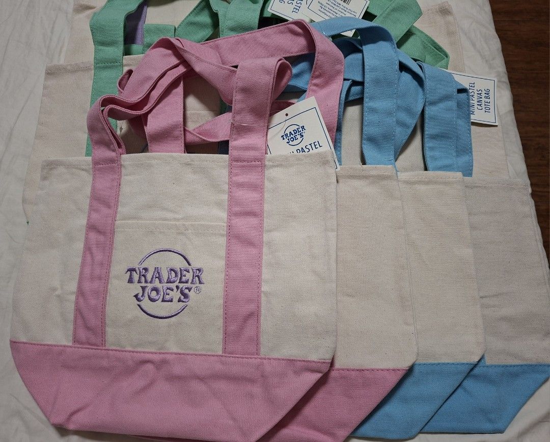 Trader Joe's Mini Pastel Canvas Tote Bag (Category: Tote Bags) located in Manila. Submitted by joseph_ph (Listing ID 1457648236, Image 1). Description: Remaining Items - Blue 1pc - Green 1pc Meetup: every weekend Ayala Triangle Gardens Makati Santa Ana Manila Delivery via Lalamove c/o buyer - Santa Ana Manila pickup area.