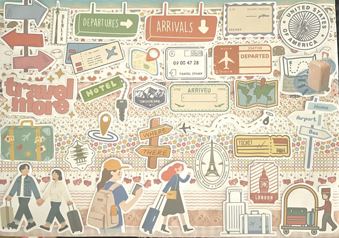 Travel Washi Stickers (Category: Craft Supplies & Tools) located in Imus. Submitted by tinta_by_yam (Listing ID 1457663739, Image 2). Description: Made of washi stickers. Travel random design. Perfect for scrapbooking and journals. More designs available..
