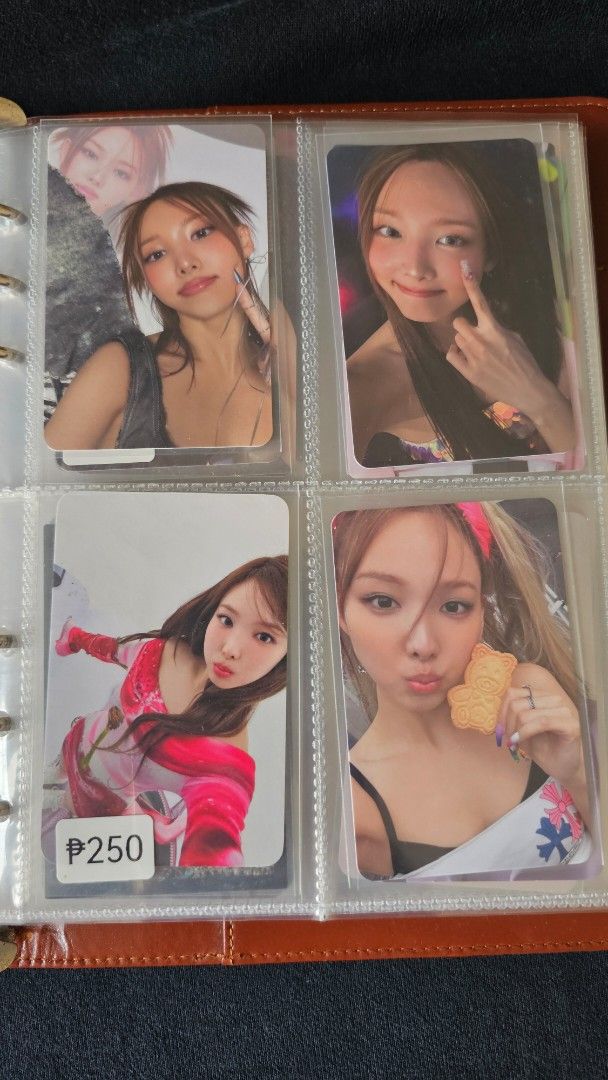 TWICE Nayeon Photocards - Various Albums (Category: K-Wave Merchandise) located in Manila. Submitted by araataaa_ (Listing ID 1457570673, Image 2). Description: 💸Price + pf ✅️Each photocard has protective sleeves ❗️ Not for sensitive collectors ✉️DM for more details! MOP: BPI, GCASH, MAYA, SEABANK MOD: SDD (Buyer will shoulder SF) Meetup Vito Cruz Taft - Official Nayeon (TWICE) photocards - Various albums available - Prices marked on some cards,