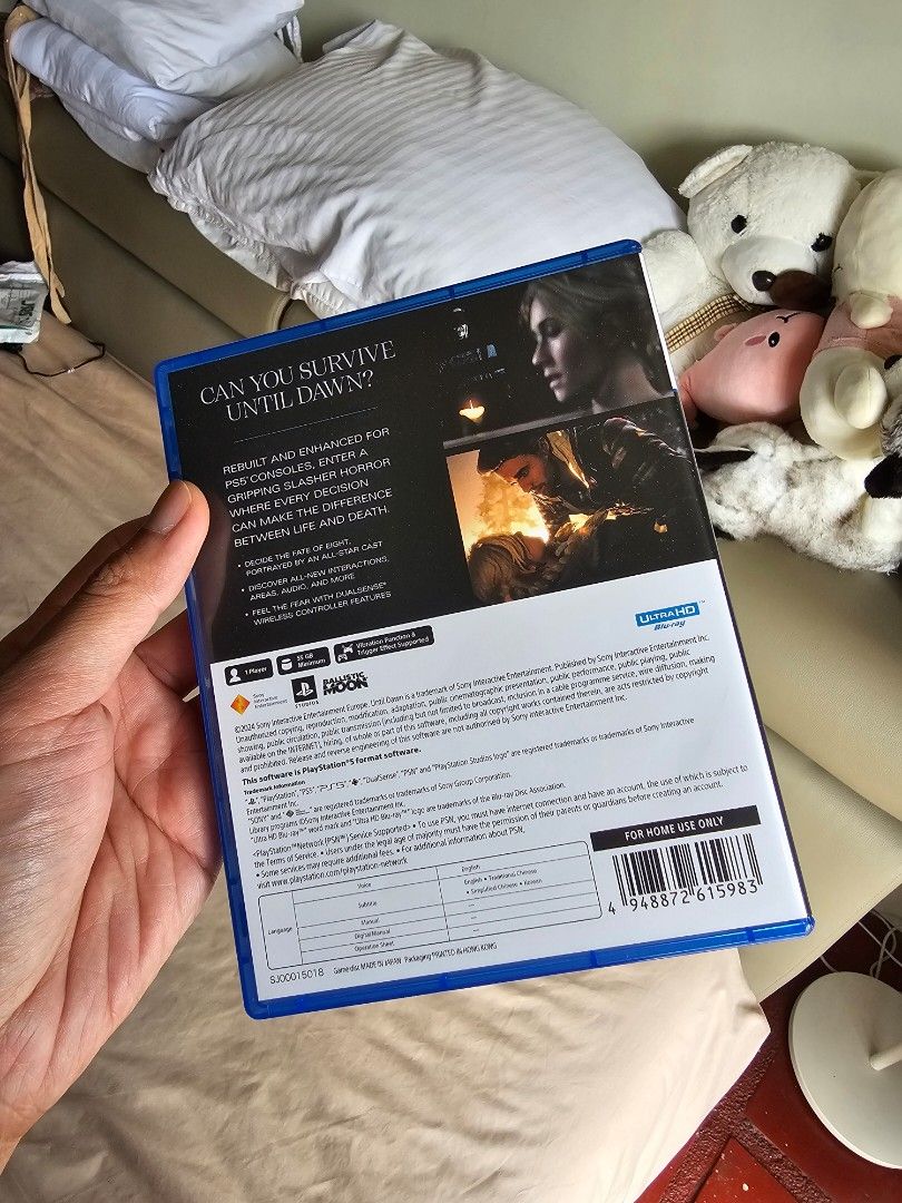 Until Dawn PS5 Game (Category: PlayStation) located in Dasmarinas. Submitted by recjarata-60042 (Listing ID 1457528745, Image 2). Description: -Until Dawn PS5 Remake -Like new, no scratches on the disc, no damage to case and cover RFS: Played it once, finished the game, I don't feel the need to keep it Location: DASMARINAS, CAVITE Pin: South Meridian Homes.