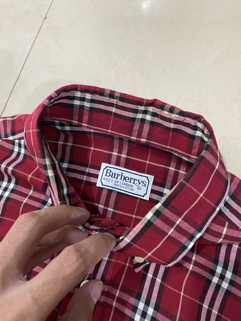 VINTAGE BURBERRY PLAID RED BUTTON DOWN LONG SLEEVE (Category: Formal Shirts) located in Talisay. Submitted by hustlethrift_2600 (Listing ID 1457519505, Image 3). Description: VINTAGE BURBERRY PLAID RED BUTTON DOWN LONG SLEEVE BEST FIT XL 24 W 29 FRONT L 31 BACK L EXCELLENT CONDITION 9.9/10 COLOR RATE NO ISSUE - 799 🏷️.