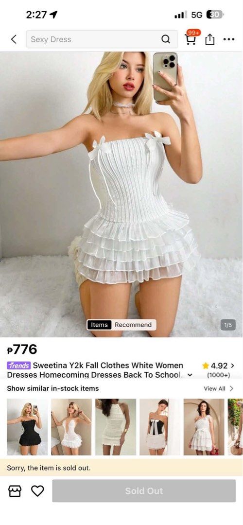 White Corset Ruffle Dress with Bows (Category: Dresses) located in Manila. Submitted by caroutops (Listing ID 1457558502, Image 2). Description: GINAMIT LANG SA PHOTOSHOOT size xs-s.