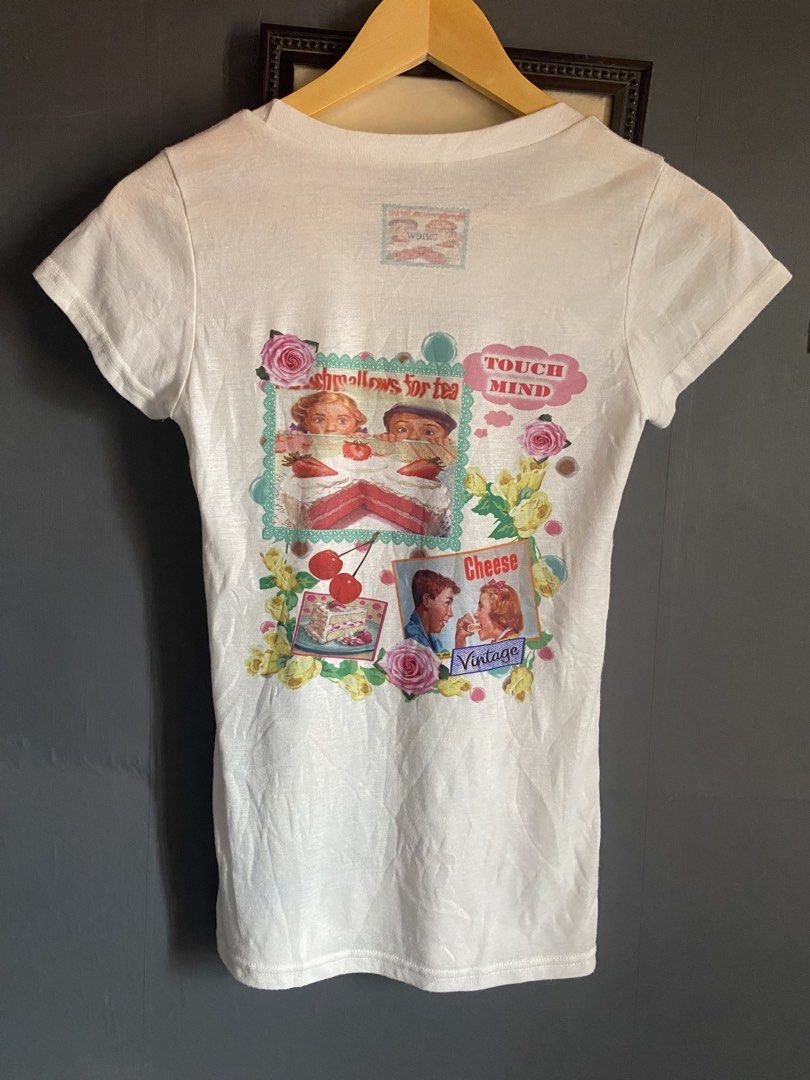 y2k t.view (Category: Blouses) located in Davao. Submitted by jsthr1ft (Listing ID 1457536304, Image 2). Description: T.View y2k laser print size small fitted shirt no issue excellent to new .