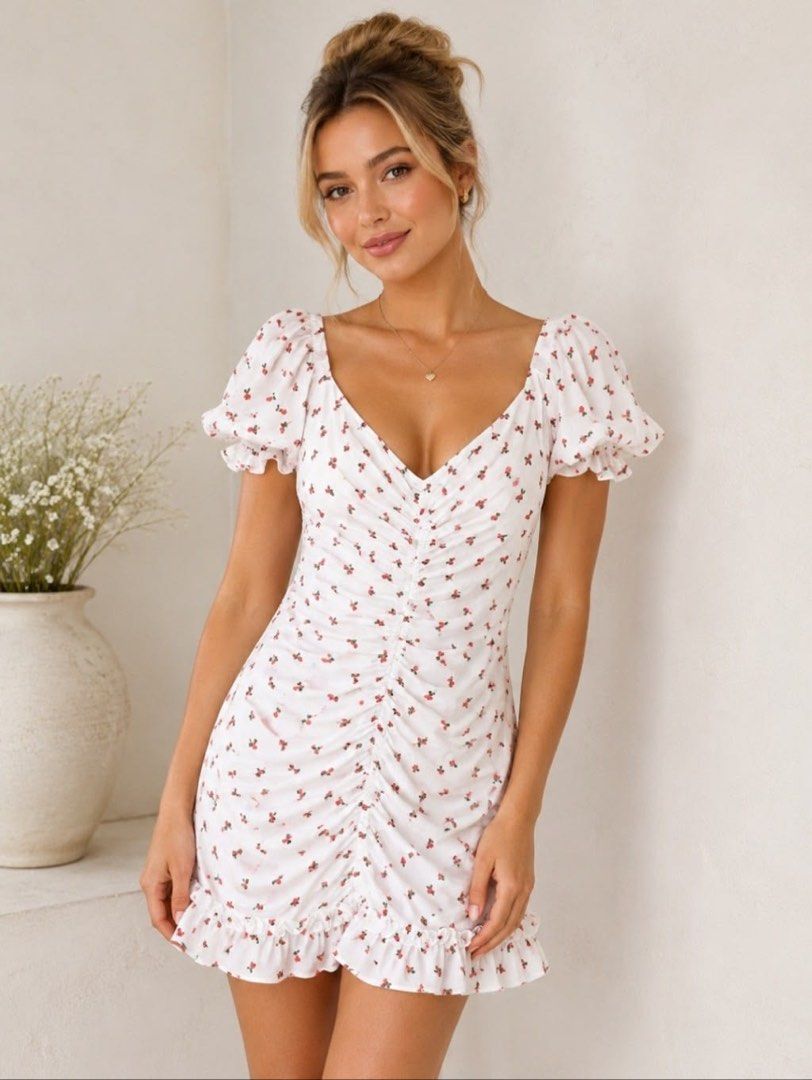 Zara white cherry dress (Category: Dresses) located in Makati City. Submitted by uniquefindings (Listing ID 1457646276, Image 2). Description: .