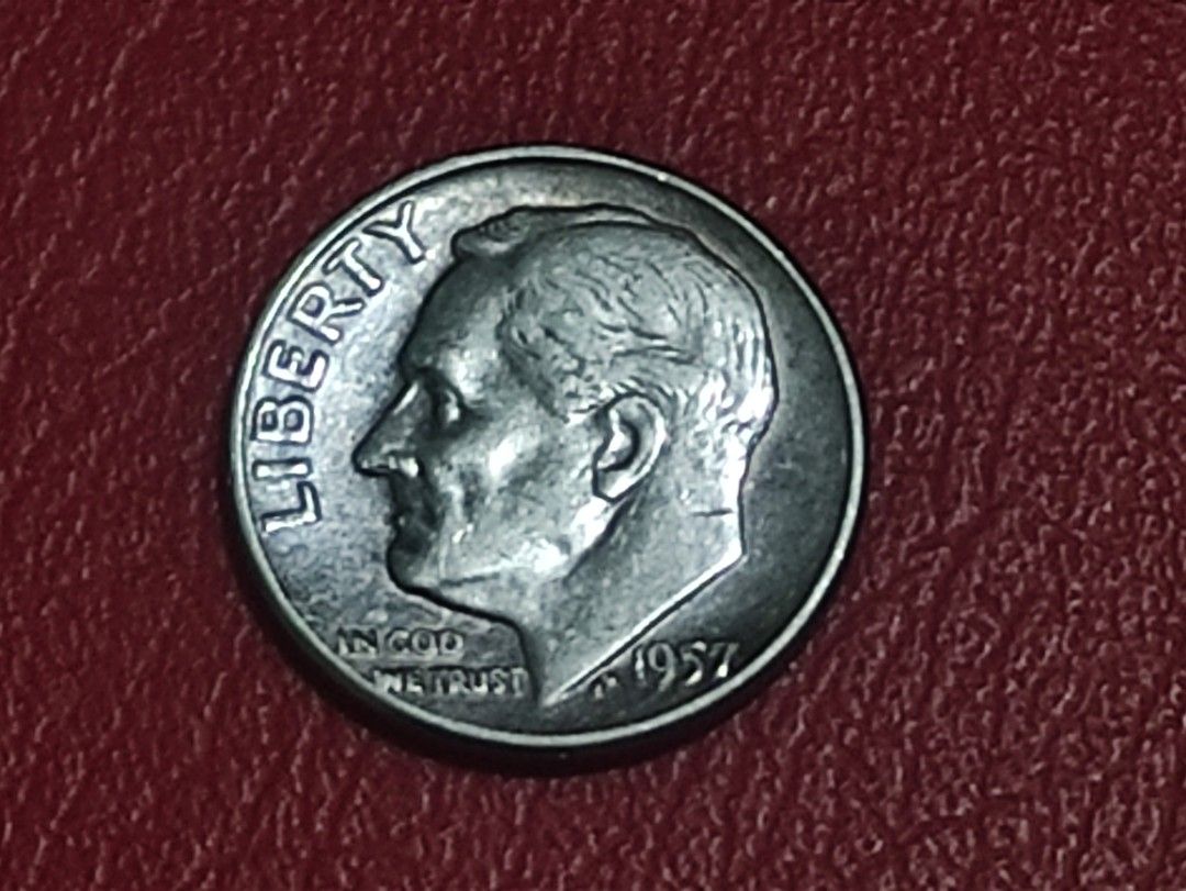 1957 Roosevelt Dime (90% silver) (Category: Currency) located in Lipa City. Submitted by mark_collections (Listing ID 1457875386, Image 1). Description: 1957 Roosevelt Dime (90% silver) Mode of Payment: Gcash.