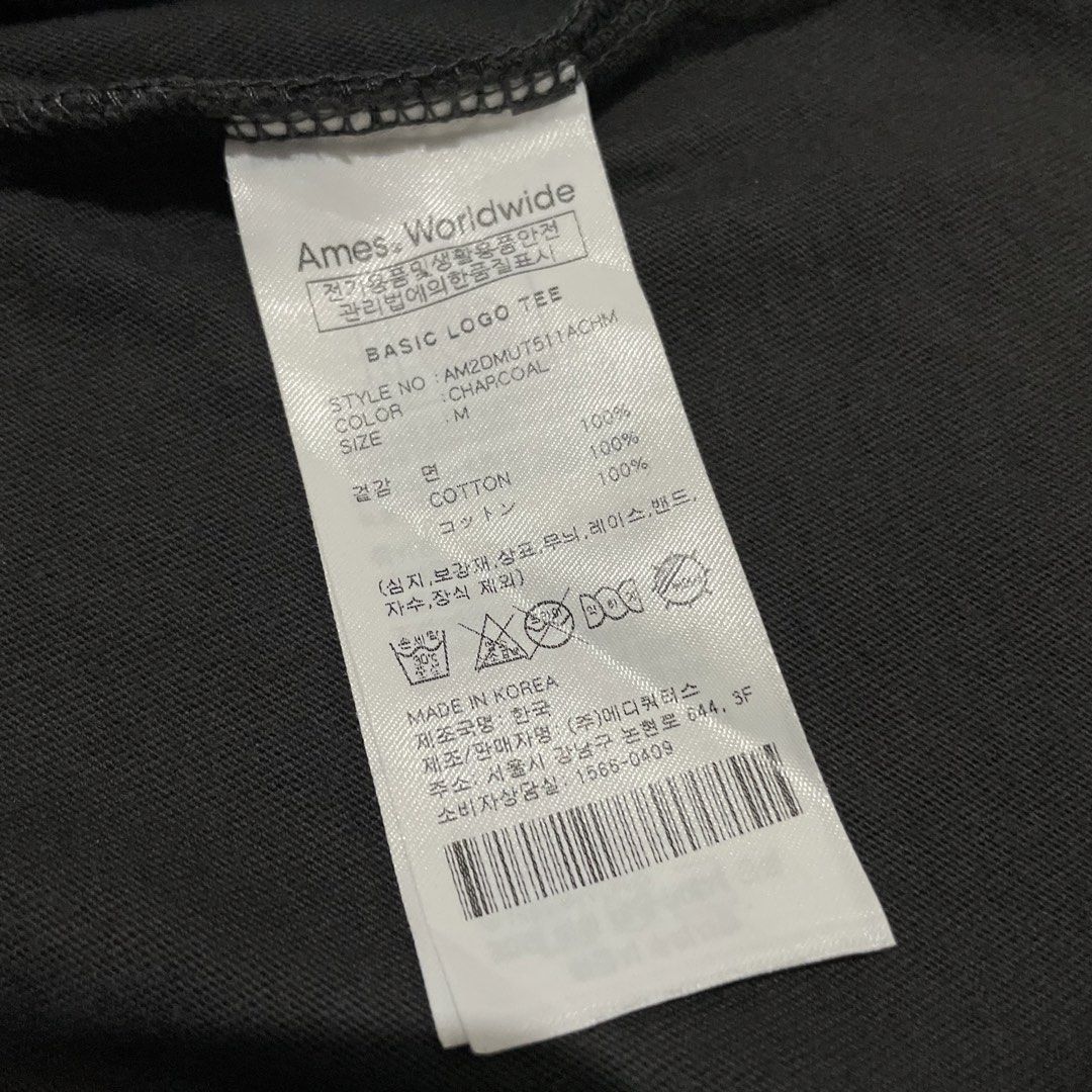 Ames Worldwide Basic Logo Tee Charcoal Size M 21.5x27.5 (Category: Tshirts & Polo Shirts ) located in Porac. Submitted by good.thriftsph (Listing ID 1457886216, Image 3). Description: - Ames Worldwide basic logo tee Excellent Condition 21.5 Width 27.5 Length - Material: 100% Cotton - Size: M - Origin: Made in Korea.