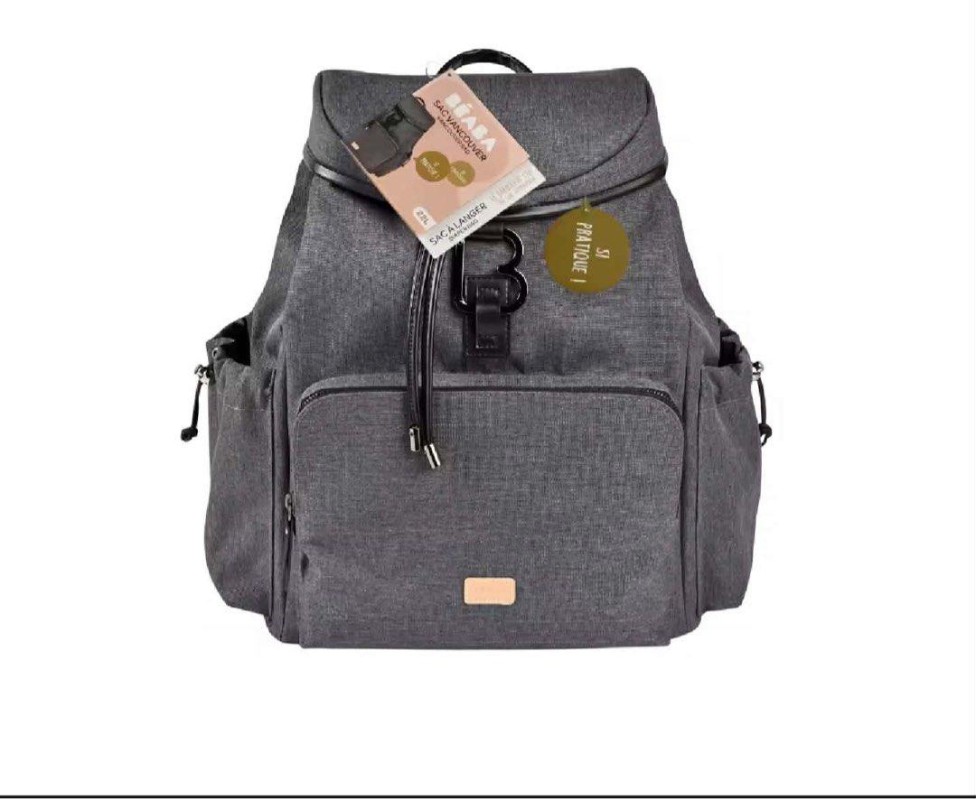 BEABA Diaper Bag Backpack Grey with Changing Mat & Bottle Holder (Category: Diaper Bags & Wetbags) located in Manila. Submitted by kristielyntan (Listing ID 1457725463, Image 1). Description: - BEABA Grey Diaper Bag Backpack - Multiple compartments for organization - Includes changing mat - Includes bottle holder - Durable material - Comfortable backpack straps for easy carrying.