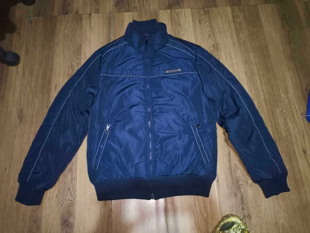 Bomber jacket (Category: Coats, Jackets and Outerwear) located in Manila. Submitted by sargmaverick (Listing ID 1457887870, Image 2). Description: - Navy blue bomber jacket by Urban Ring (Italian luxury brand) - Zip-up front closure - Two zippered front pockets - Black satin lining - Ribbed cuffs and hem - Size: X-Large - Ideal for casual wear width 21 length 26.