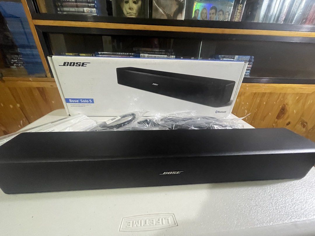 BOSE Solo 5 Tv Sound system ( Bluetooth ) (Category: Soundbars, Speakers & Amplifiers) located in Manila. Submitted by k4beauty (Listing ID 1457813396, Image 3). Description: Complete Inclusions with Box Smooth and pristine condition, fully functional. Inclusions: Complete package (Bose Solo 5 Soundbar, Original Box, Original Universal Remote, Power Adapter/Cord, Optical Cable, and Manuals). Features: Bluetooth audio streaming, clear dialogue mod