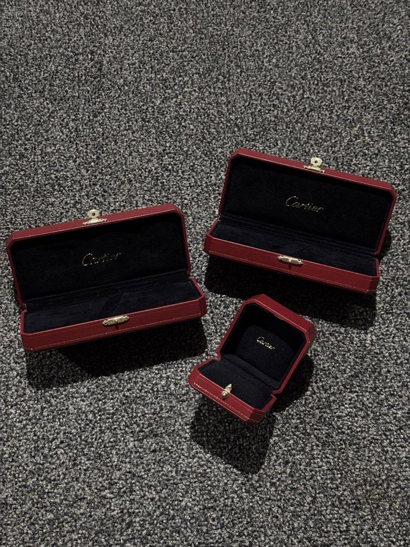 Cartier Jewelry Boxes (Category: Luxury Accessories) located in Bulacan. Submitted by thriftstarph (Listing ID 1457863772, Image 1). Description: PLEASE READ THE DESCRIPTION BELOW‼️ (SOLD RING BOX) Cartier Bracelet/Pen Box ref. COST0046 (2pcs) Authentic‼️ Minor scratches From: Japan .