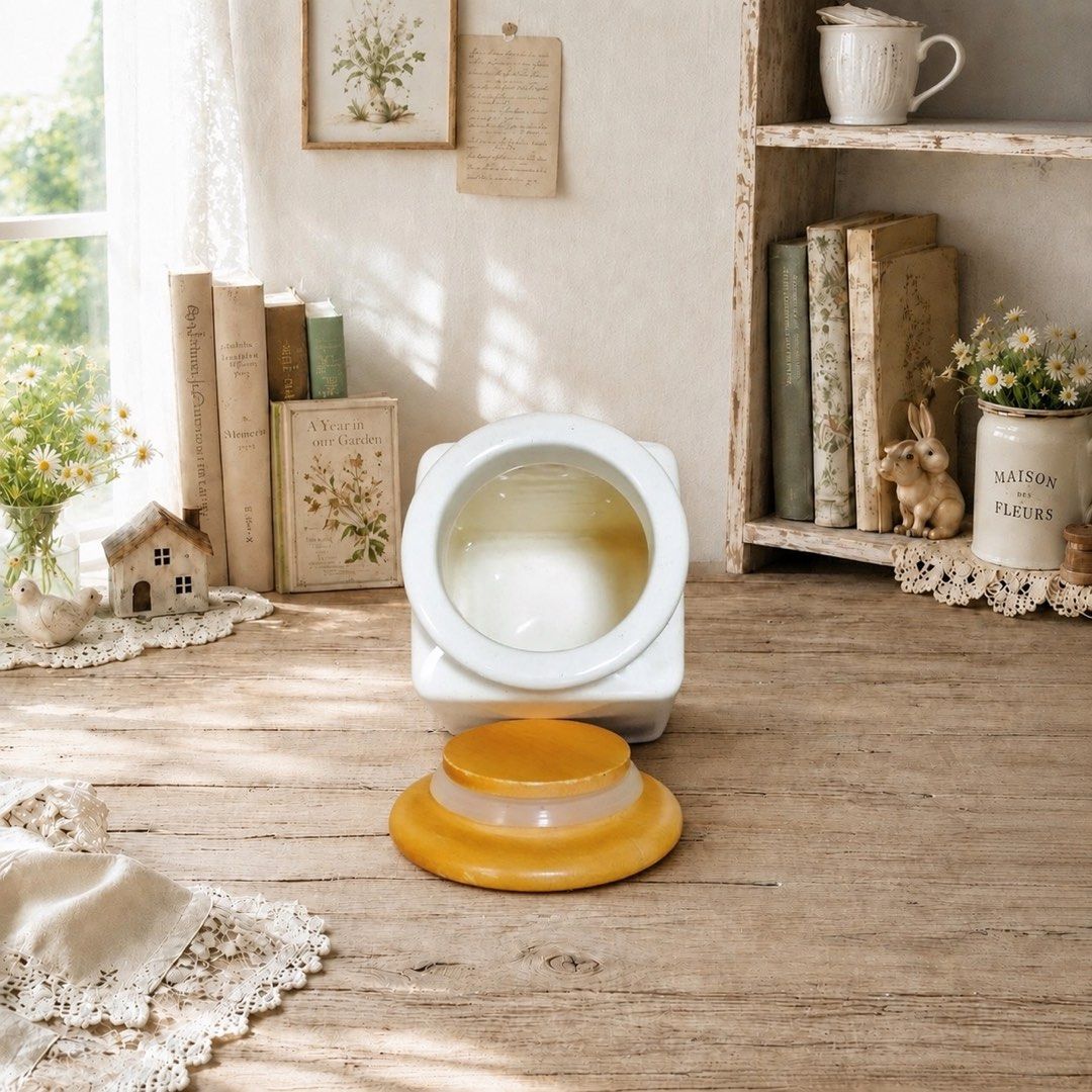 Ceramic Sugar Canister with Wooden Lid, Rubberized (Category: Other Kitchenware & Tableware) located in Quezon City. Submitted by handpickedecors (Listing ID 1457738451, Image 3). Description: Ceramic Sugar Canister with Wooden Lid, Rubberized 280.00 Size: 4”D x 5”H x 3.5”L x 3.5”W.