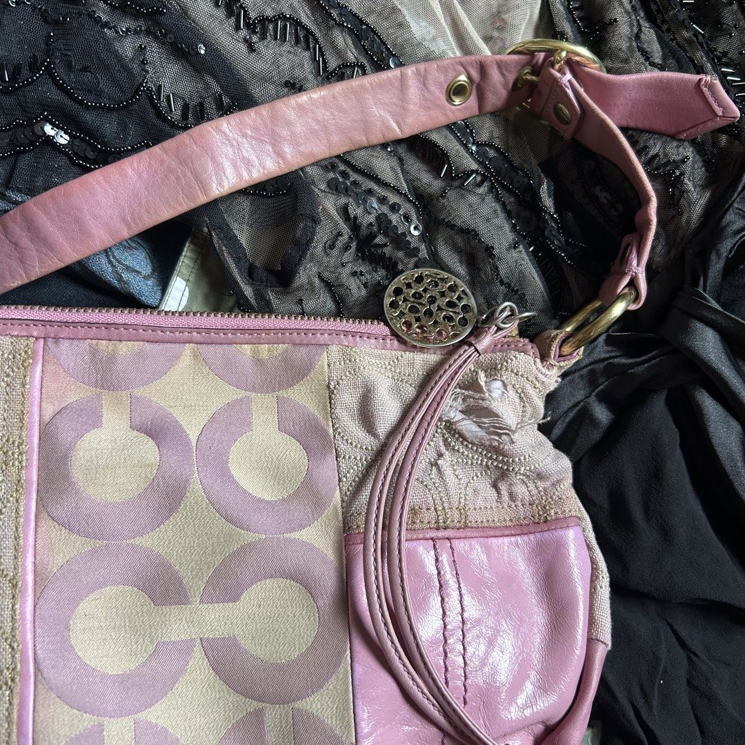 Coach Patchwork Signature y2k Hobo Bag Pink (Category: Luxury Bags & Wallets) located in Davao. Submitted by read_my_abouts (Listing ID 1457743153, Image 3). Description: -Cute Coach hobo bag - Pink patchwork design with signature 'C' pattern - Leather strap and trim - Zipper closure - Interior zip pocket and Coach tag - Minor marks inside lining - with flaw, in pics provided.