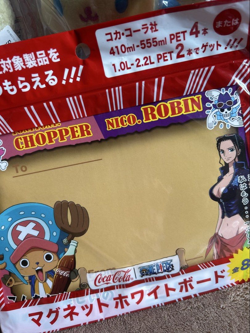 Coca-Cola One Piece Collab Magnetic Whiteboard (Category: Art & Prints) located in Manila. Submitted by zscollectibles (Listing ID 1455324168, Image 2). Description: Coca-Cola One Piece Collab Magnetic Whiteboard Robin and Chopper. Marker included may label ng one piece yung marker ganda. ✨Please read before messaging. Thank you.✨ ❗️No return no exchange. Actual item posted. ❗️No haggling. LP Posted. ❗️No cancellation once order confirmed and sch