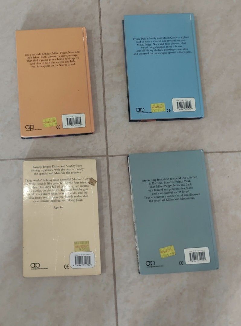 Comic books (Category: Comics & Manga) located in Singapore. Submitted by bravebird-e588 (Listing ID 1457783813, Image 2). Description: - Set of 4 Enid Blyton paperback books - Titles: The Secret of Spiggy Holes, The Secret of Moon Castle, The Ragamuffin Mystery, The Secret of Killimoon - Genre: Mystery and Adventure - Ideal for young readers - Classic stories 4 books for $10.00 can buy alacart.