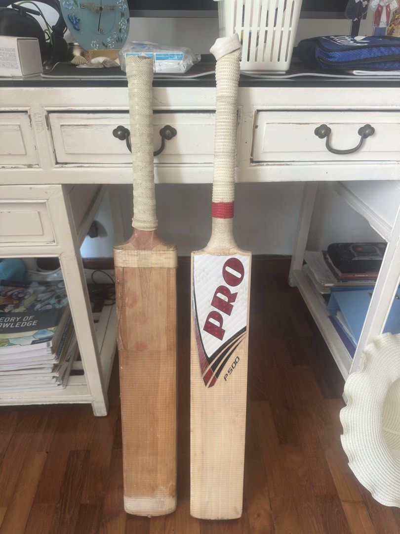 Cricket Bat (Category: Racket & Ball Sports) located in Singapore. Submitted by sharmaa (Listing ID 1457735321, Image 1). Description: - Set of 2 cricket bats - 1 x PRO P500 model 30 dollars - 1 x wooden bat Spartan custom made 30 dollars - Both bats have taped handles - Ready for the pitch.