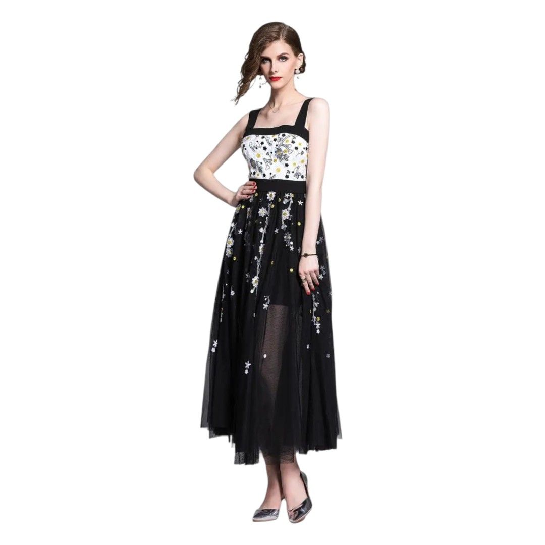 Daisy -Embroidered Tulle Maxi Dress (Category: Luxury Apparel) located in Tarlac. Submitted by literallyhandpicked (Listing ID 1457774783, Image 2). Description: •Literally Handpicked for you❤️ •Direct Message if Interested 💌 •Please feel free to make an offer🤝 Size S on Tag Bust size 32" Waistline 28" Dress Lenght 50" Please note that there may be slight errors as measurements are taken with the item laid flat. It is in very good condition, bu