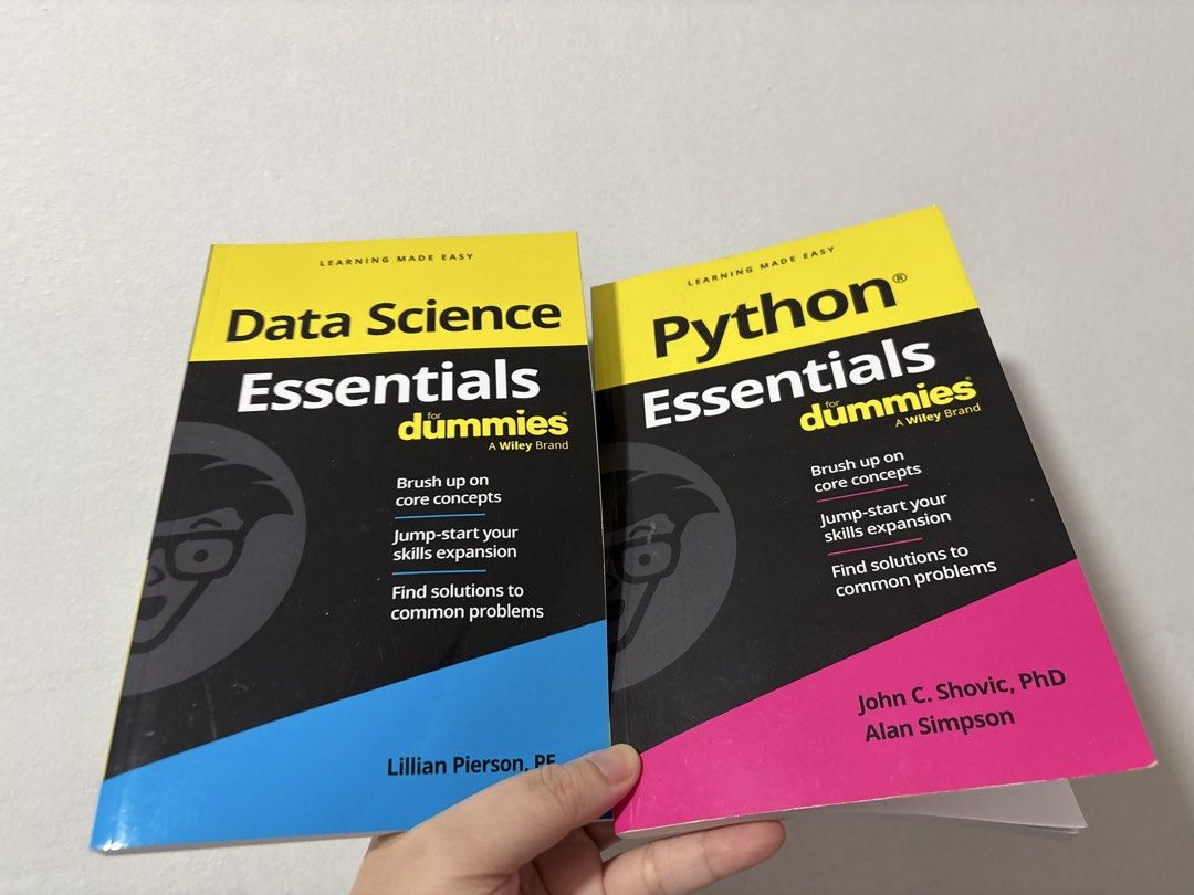 Data Science & Python Essentials for Dummies Books (Category: Textbooks) located in Singapore. Submitted by liamuu (Listing ID 1457826597, Image 1). Description: Both brand new and unused - kept in drawer for some time. $10 each book..