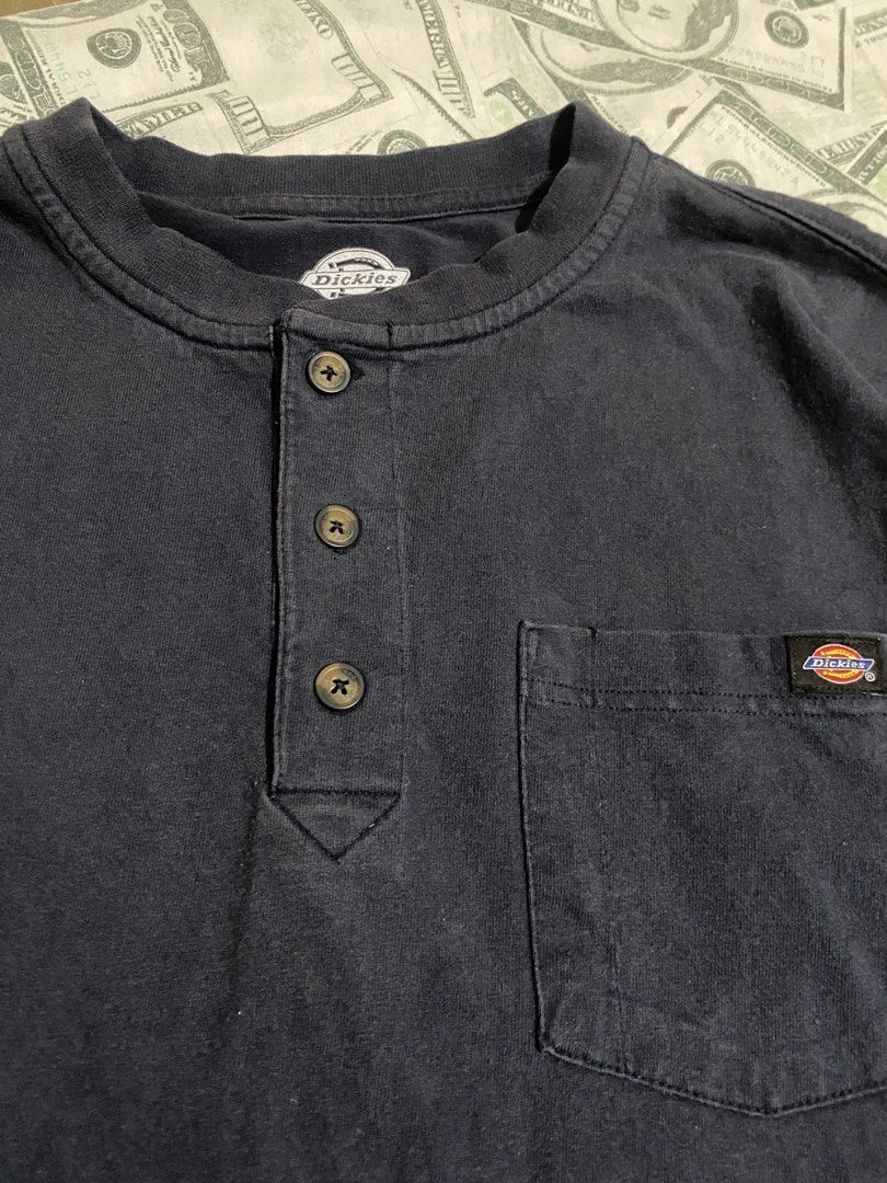 Dickies - Henley Long Sleeve (Authentic) (Category: Tshirts & Polo Shirts ) located in Paranaque City. Submitted by haslem (Listing ID 1457867009, Image 2). Description: W: 21 L: 28 ISSUE: pinhole at the bottom back.