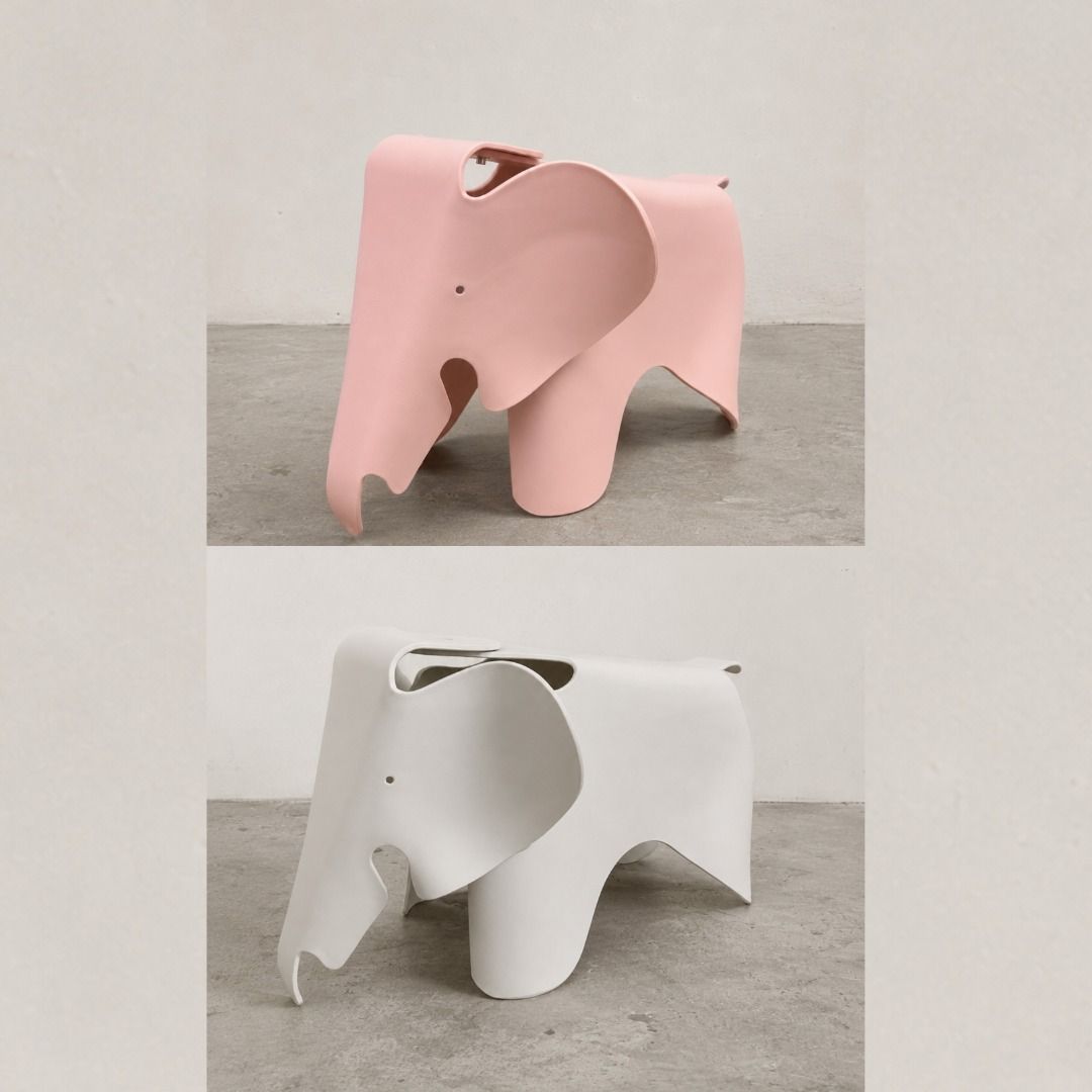 dusty cloud home eames elephant stool in pink, white (Category: Chairs) located in Pasig City. Submitted by dustycloudph (Listing ID 1457809604, Image 1). Description: — available on hand, ready to ship asap — free same day express shipping within metro manila — thick polypropylene plastic — 42cm x 40cm x 62cm — reproduction DM for inquiries.