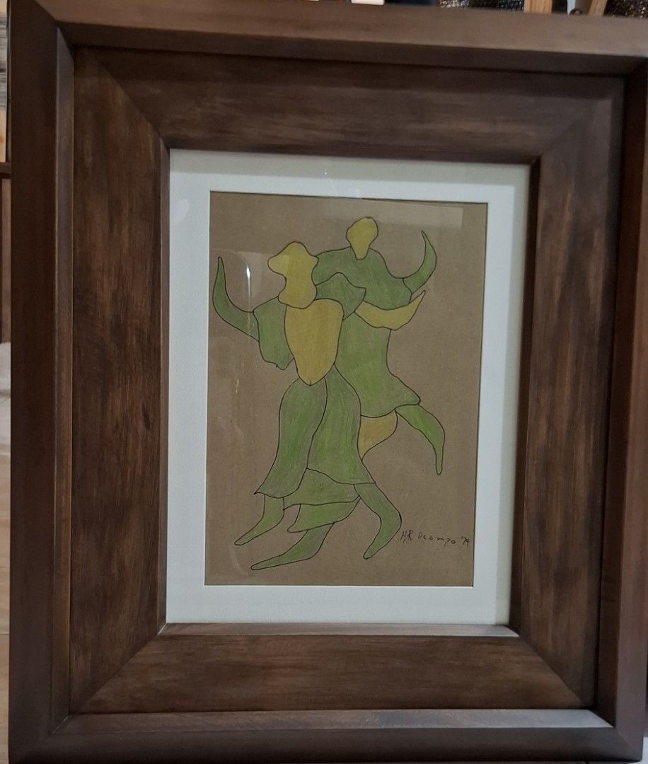 Framed Artwork by H.R. Decampo '74 (Category: Art & Prints) located in Manila. Submitted by art2art (Listing ID 1457884178, Image 3). Description: hr ocampo lovers 8.5 x 11.5 on paper 1974 w/coa.