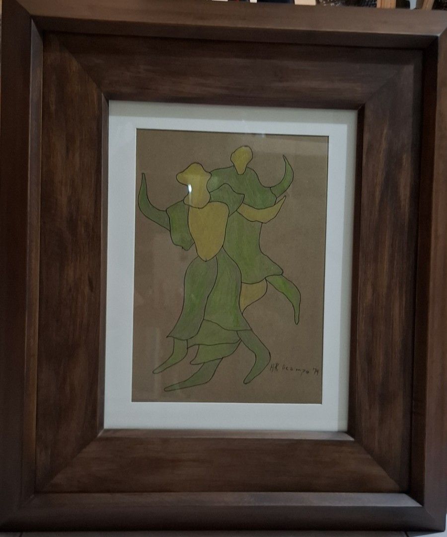 Framed Artwork by H.R. Decampo '74 (Category: Art & Prints) located in Manila. Submitted by art2art (Listing ID 1457884178, Image 1). Description: hr ocampo lovers 8.5 x 11.5 on paper 1974 w/coa.