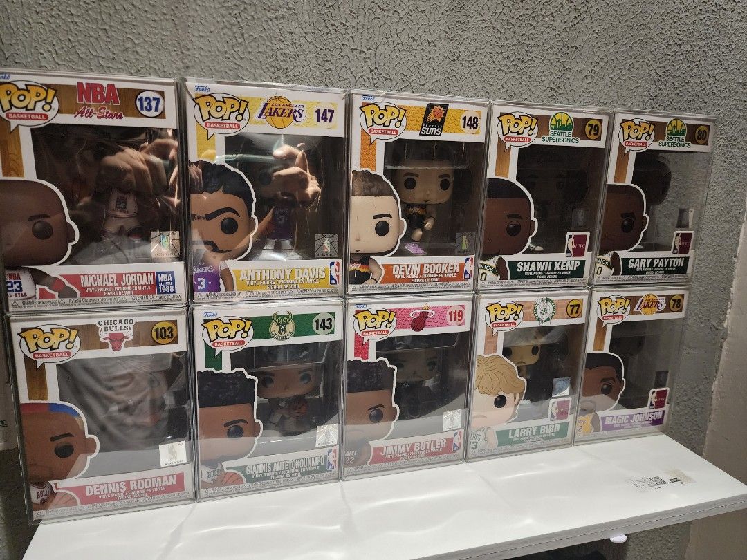 Funko Pop Figures - Marvel, Witcher, Ninja, NBA, Music (Category: Designer & Blind Box Toys) located in Manila. Submitted by kg613 (Listing ID 1457816485, Image 2). Description: - Funko Pop Collection for Sale! - Featuring popular characters from: - Marvel: The Falcon, The Winter Soldier, Batman - The Witcher: Geralt - Gaming/Pop Culture: Ninja, Machine Gun Kelly - NBA Legends: Michael Jordan, Magic Johnson, Larry Bird, and more! - Ideal for coll