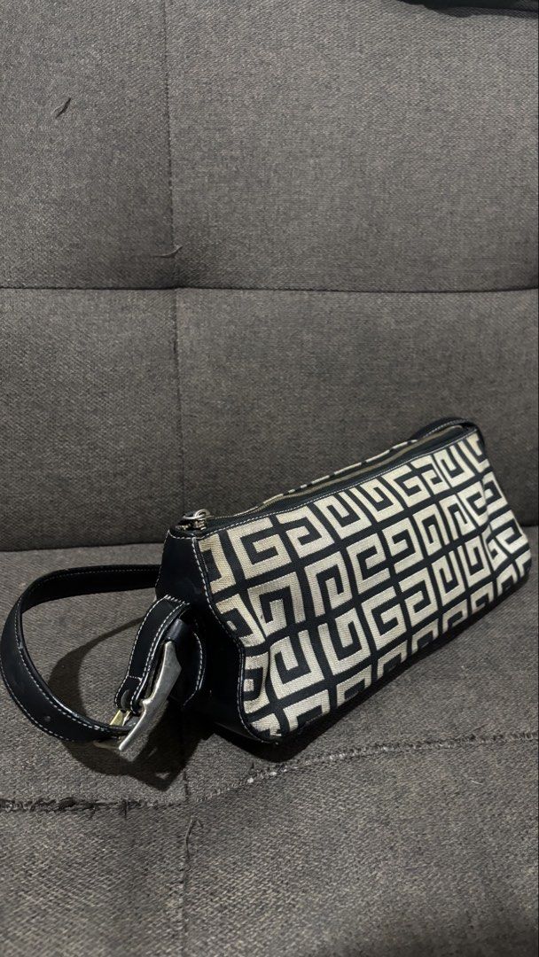 Givenchy Vintage 4G Monogram shoulder bag (Category: Luxury Bags & Wallets) located in Manila. Submitted by eryjohn.b (Listing ID 1457882082, Image 1). Description: Givenchy Vintage 4G Monogram Shoulder Bag Style: elongated/rectangular shoulder bag Material: 4G monogram canvas Colour: black & beige/grey Approx. dimensions: 10.6” × 3.9” × 3.