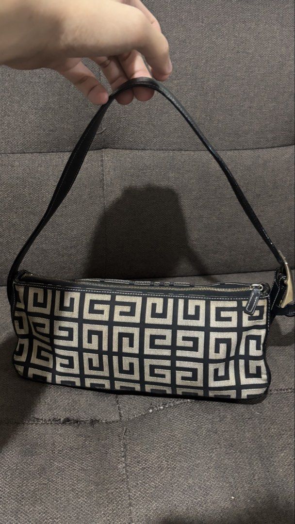 Givenchy Vintage 4G Monogram shoulder bag (Category: Luxury Bags & Wallets) located in Manila. Submitted by eryjohn.b (Listing ID 1457882082, Image 3). Description: Givenchy Vintage 4G Monogram Shoulder Bag Style: elongated/rectangular shoulder bag Material: 4G monogram canvas Colour: black & beige/grey Approx. dimensions: 10.6” × 3.9” × 3.