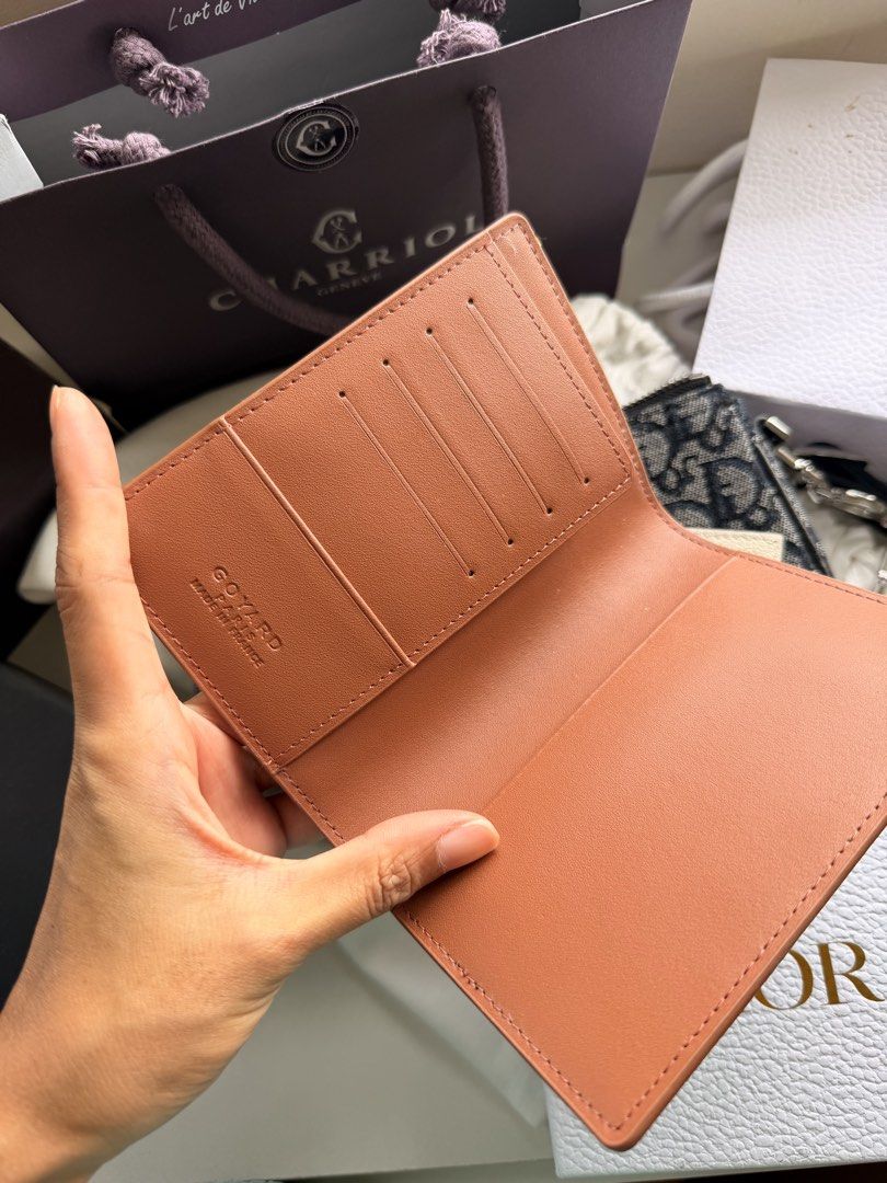 Goyard Card Holder (Category: Luxury Bags & Wallets) located in Las Pinas. Submitted by twiceloved24 (Listing ID 1457772256, Image 2). Description: - Classic black and brown chevron pattern - Tan leather interior with multiple card slots - Made in France - Serial number visible in photos - Perfect for organizing your cards.