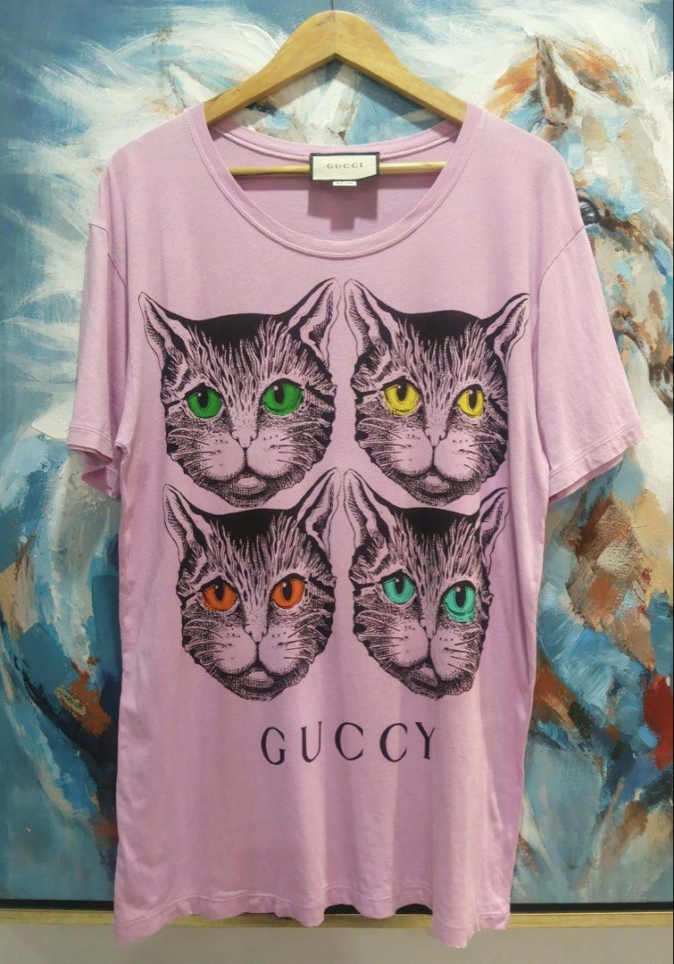 Gucci Mystic Cat Tshirt Authentic💯 (Category: Luxury Apparel) located in Tarlac. Submitted by ashgelprelovedqualityclothes (Listing ID 1457724575, Image 1). Description: Gucci Mystic Cat Tshirt Authentic💯 Size Small on tag fits M-L Dimension 20x30 Excellent Condition May light stain lang sa manggas(See Last photo) and missing washtag but guaranteed authentic🙋.