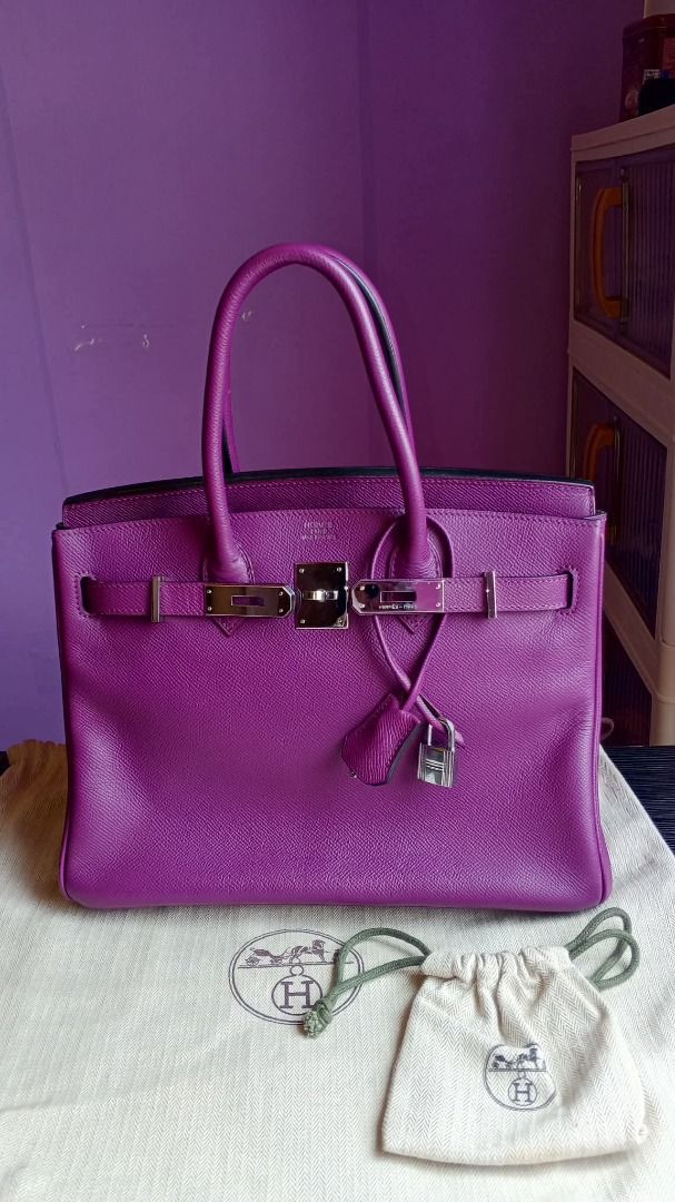 Hermes Birkin 35 Purple Epsom Leather (Category: Luxury Bags & Wallets) located in Pasig City. Submitted by cosmicstorm-d2d1 (Listing ID 1457780396, Image 3). Description: Hermès Birkin 35cm (Super Copy) - Premium Epsom LeatherSelling this stunning B35 in high-grade Epsom leather. This is a top-tier super copy with excellent structure and durability. Epsom is known for being scratch-resistant and holding its rigid shape perfectly.Inclusions:Compl